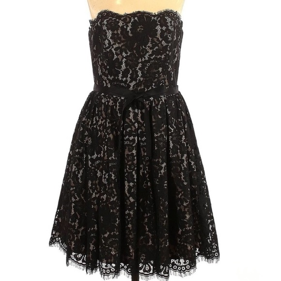 Robert Rodriguez Black Lace Strapless Fit Flare Mini Cocktail Dress Size 8 - Picture 6 of 17